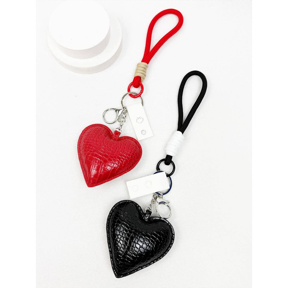 Crocodile Textured Heart Faux Key Chain