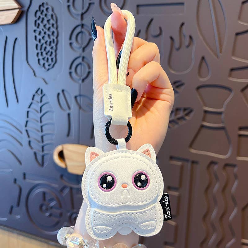 Creative Leather Cute Cat Keychain Charm: C2 / M