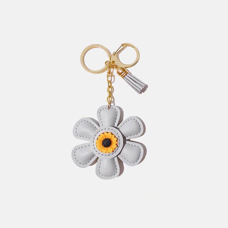 Cute Sunflower Leather Bag Charm Keychain