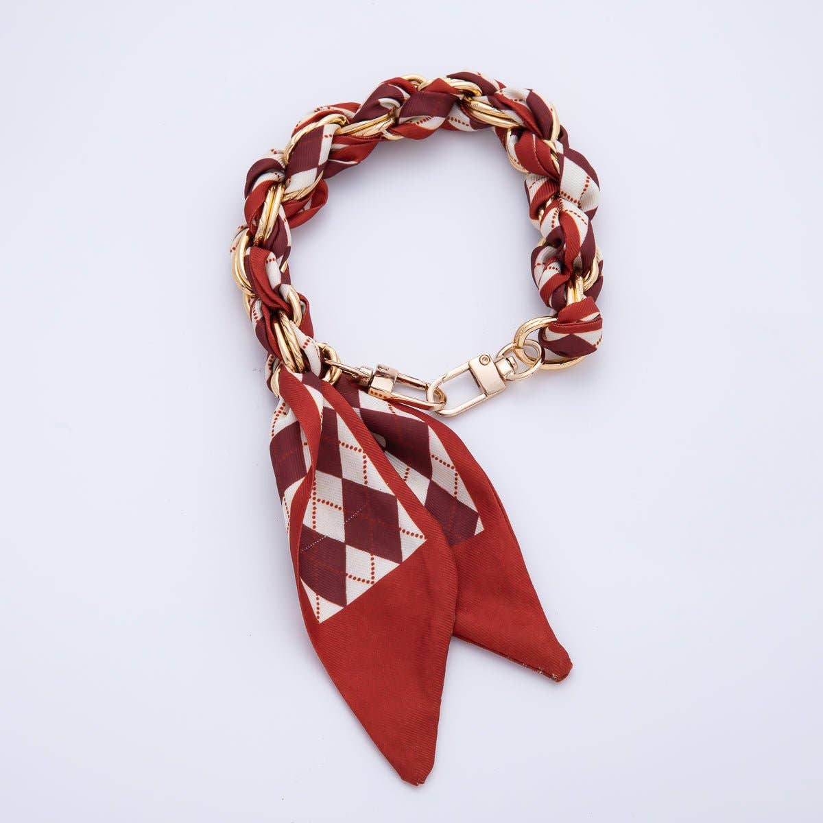 18K Gold Filled Silk Textile Knot Bag Charm Bracelet Keychain Accessories | WB-00156 - WB-00169