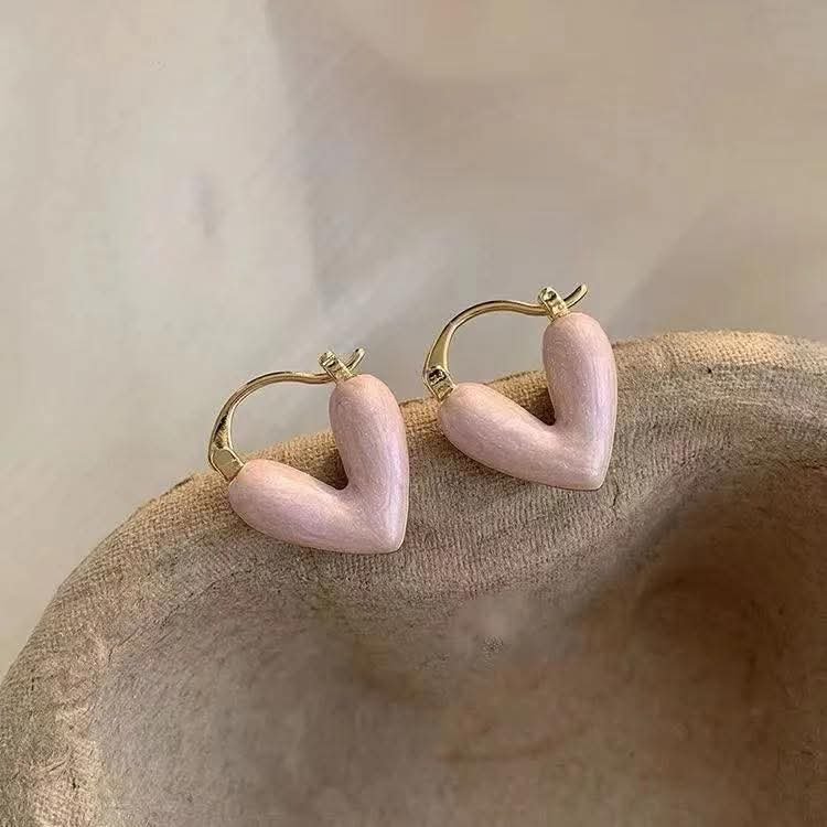 Heart post earrings Marbled