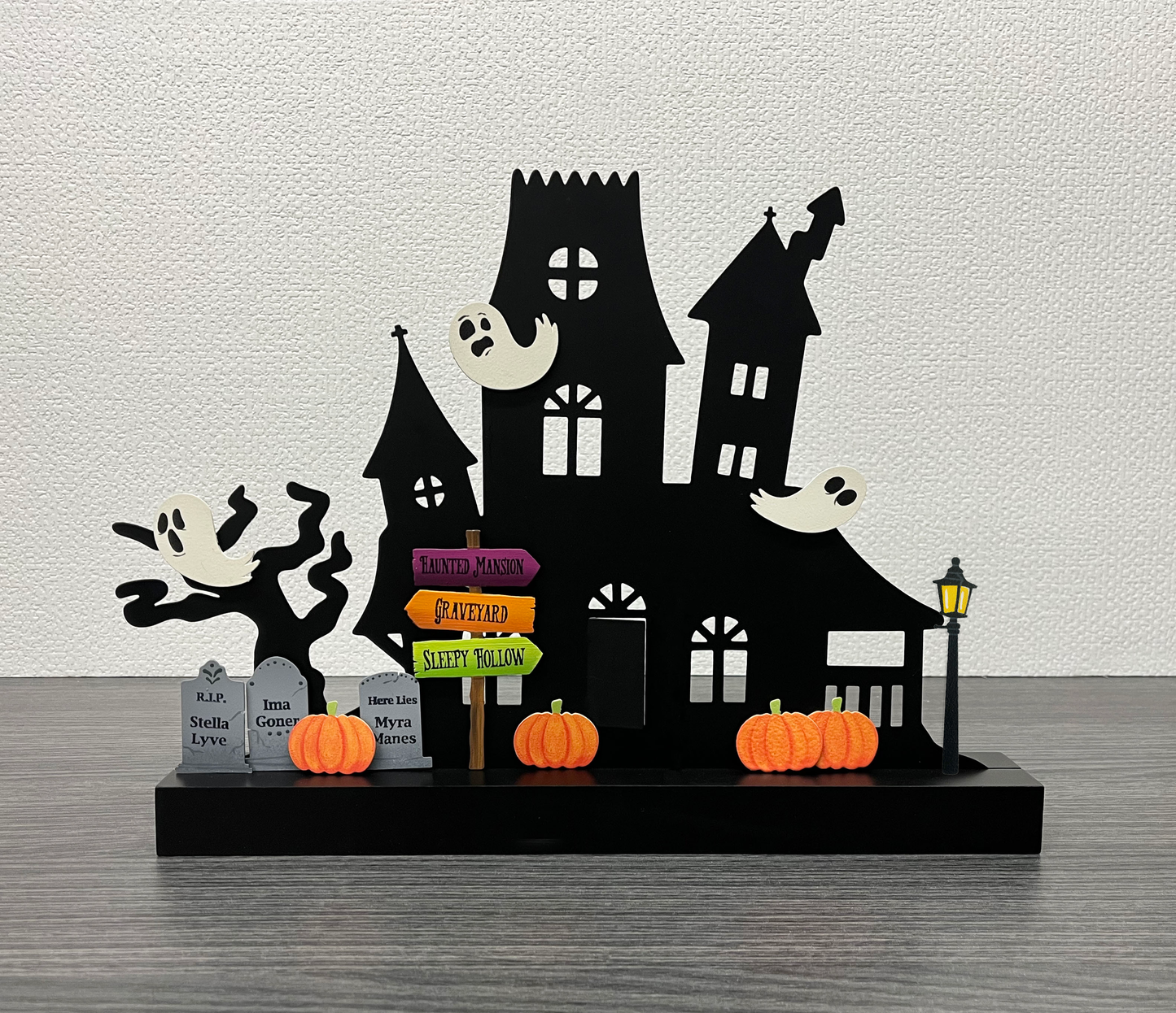 Spooky House Magnetic Decor w/ Wood Base, Halloween Decor