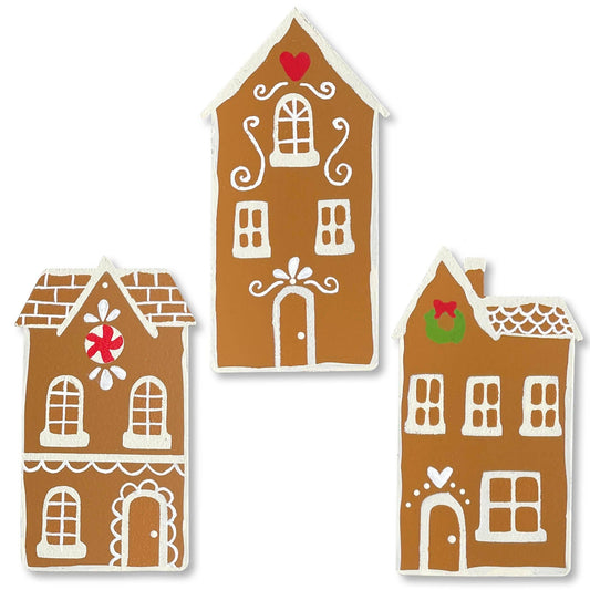 Gingerbread House Mini Art Pop Magnets S/3, Holiday Decor