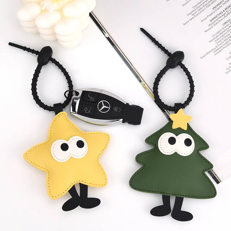 Christmas Tree Apple Star Cartoon Keychain Pendant