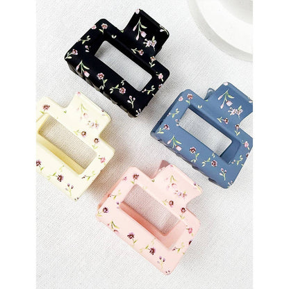 Medium Matte Floral Pattern Jaw Clips