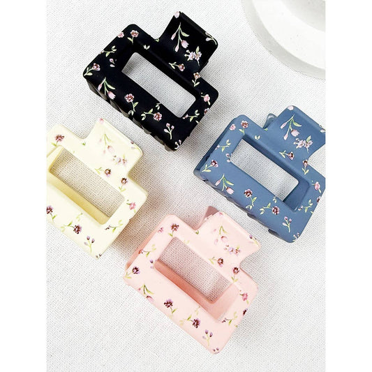 Medium Matte Floral Pattern Jaw Clips