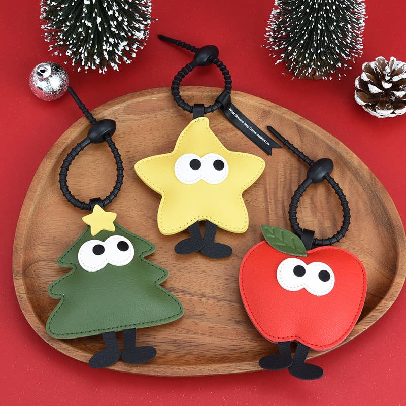 Christmas Tree Apple Star Cartoon Keychain Pendant