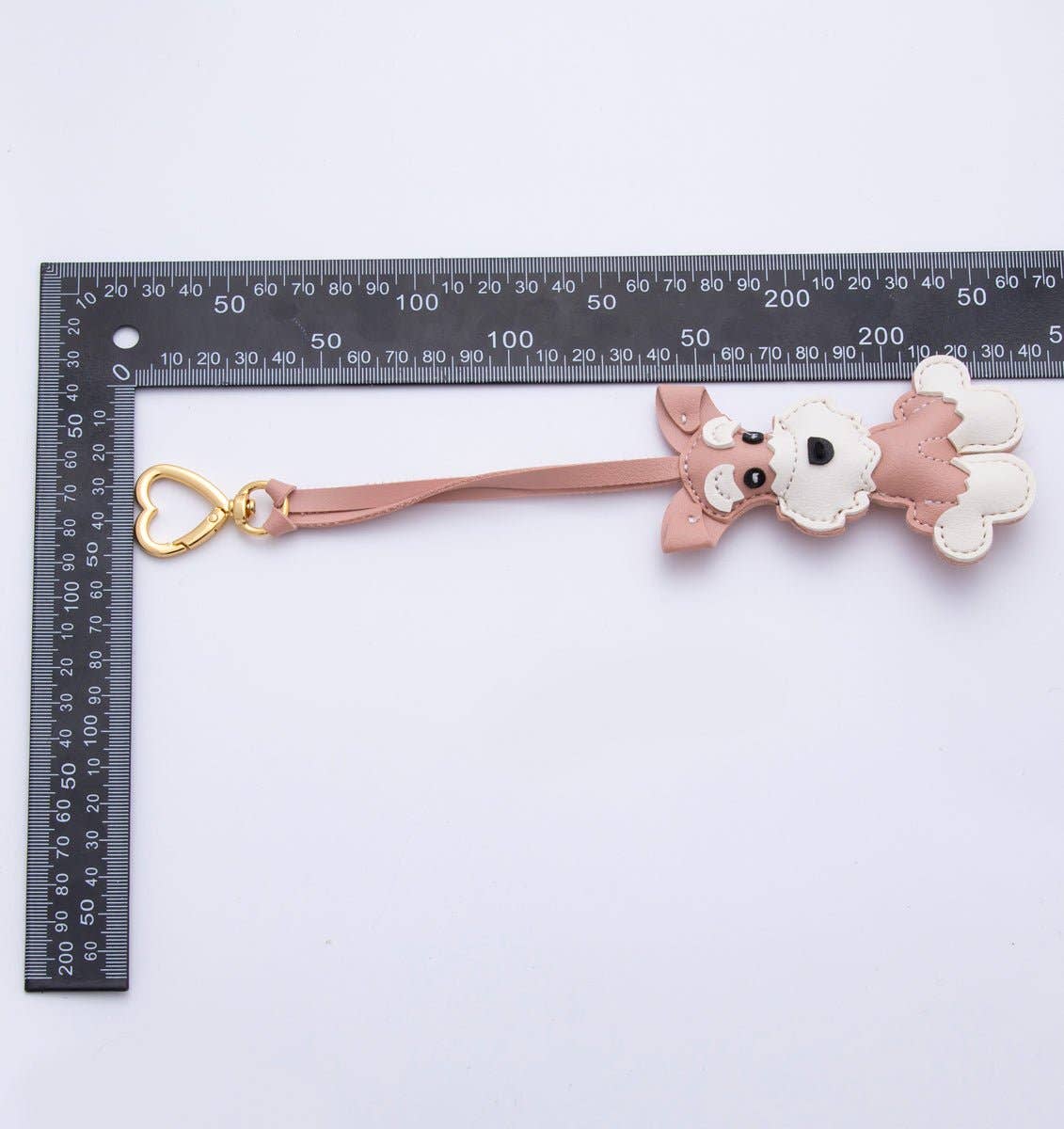 Leather Schnauzer Dog Print Keyring Purse Bag Backpack Charm Accessory WB-00020