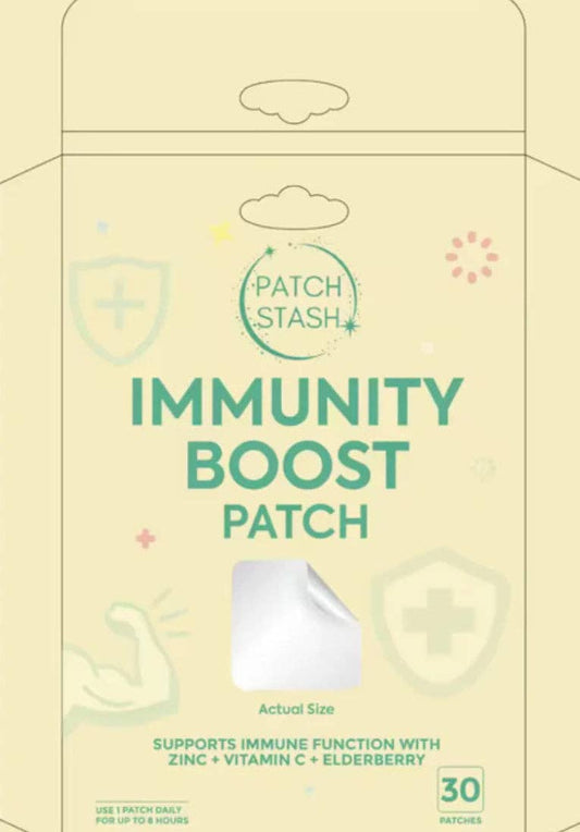 Patch Stash IMMUNITY BOOST  – Zinc + Vitamin C + Elderberry, 30 Count, 3” x 3”, Transdermal Supplement