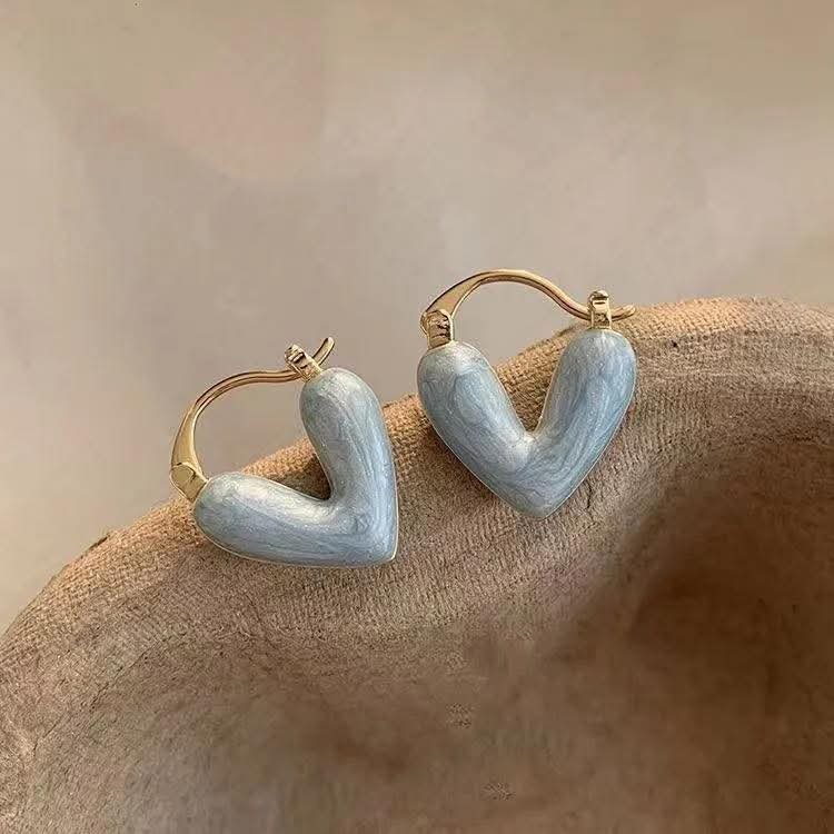 Heart post earrings Marbled