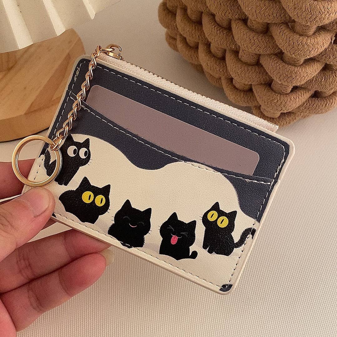 Cute Cat Card Holder Keychain Coin Purse
