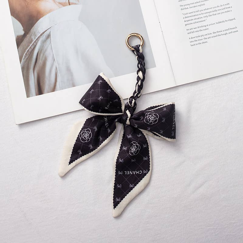 Bow scarf bag charm handmade woven versatile