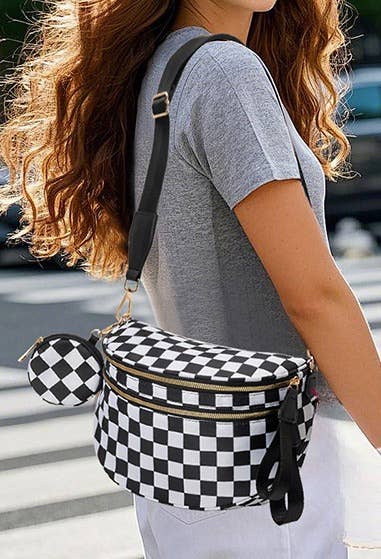 Checkered Bum Bag Crossbody Bag with coin purse
