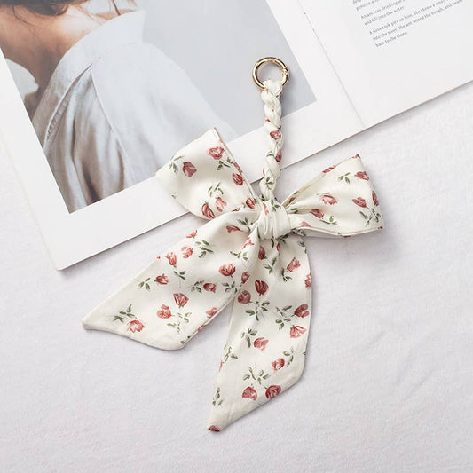 Bow scarf bag charm handmade woven versatile