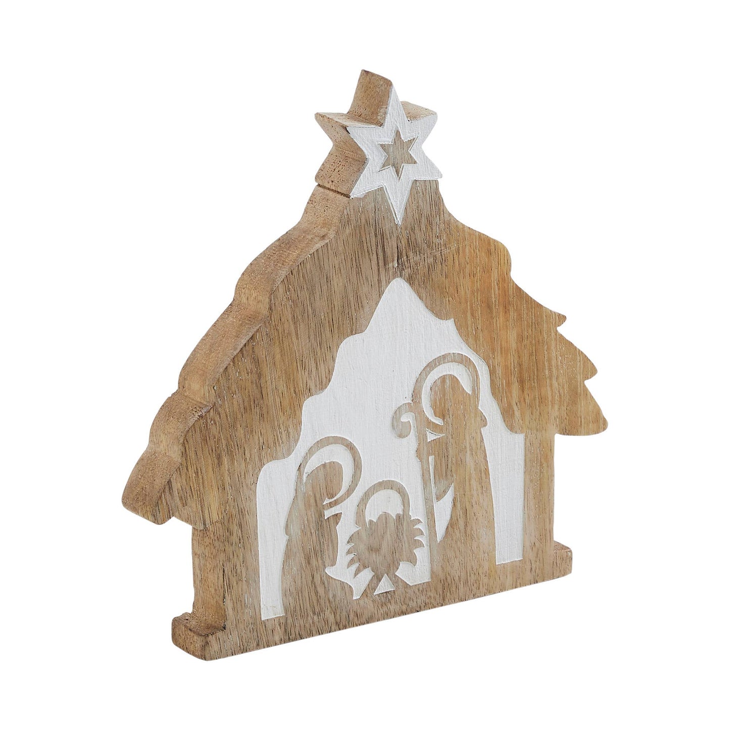 Star of Bethlehem Natural Wooden Nativity Scene 8x8x1