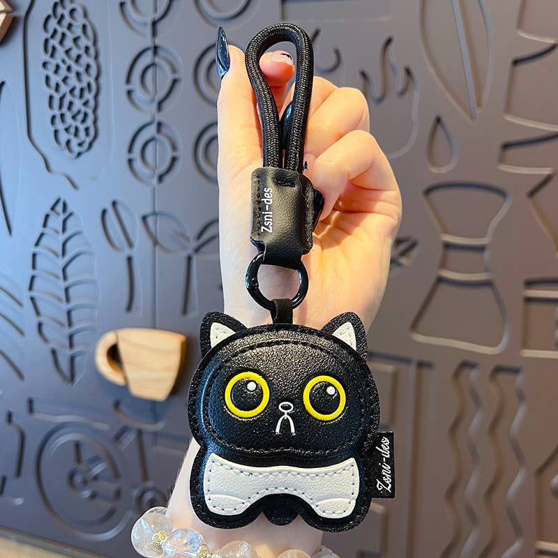 Creative Leather Cute Cat Keychain Charm: C2 / M