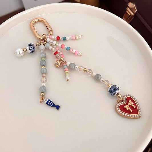 Y2K Aesthetic Beaded Multi-Charm Keychain Bag Pendant