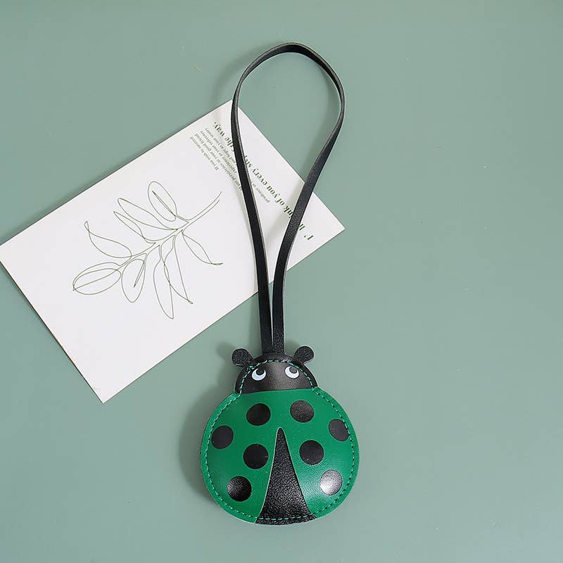 Cute Ladybug Faux Leather Charm Handbag Decor Keychain
