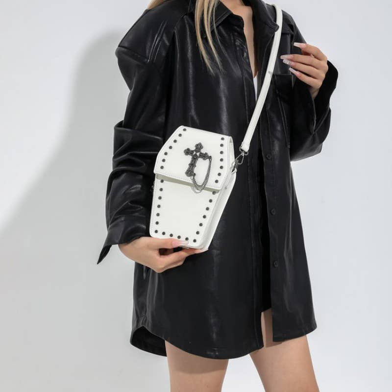 Gothic Vintage Cross Studded Crossbody Bag