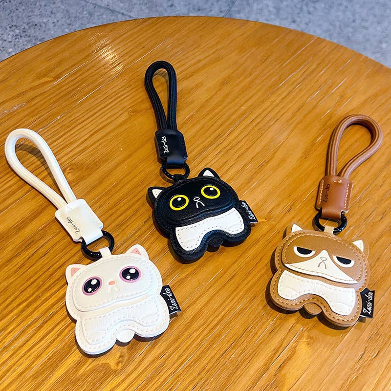 Creative Leather Cute Cat Keychain Charm: C2 / M