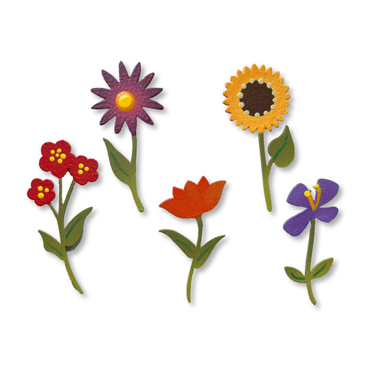 Fall Rainbow Flower Stem Magnets S/5