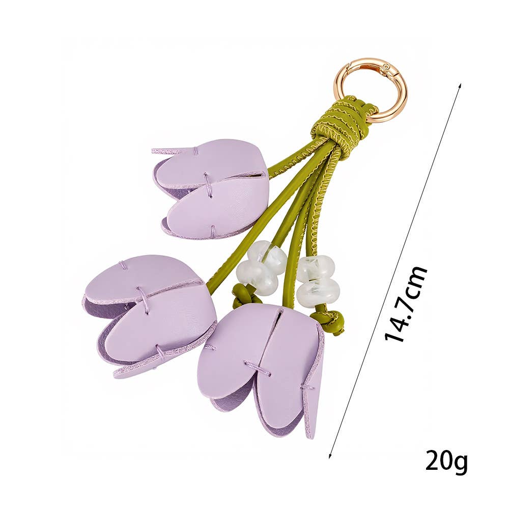 Dopamine Woven Pu Tulip Bud Keychain