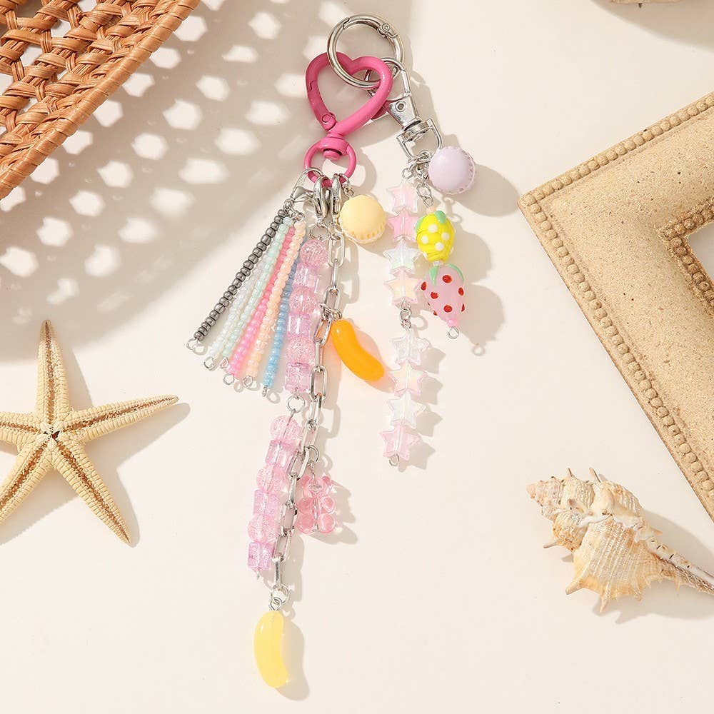 Y2K Aesthetic Beaded Multi-Charm Keychain Bag Pendant