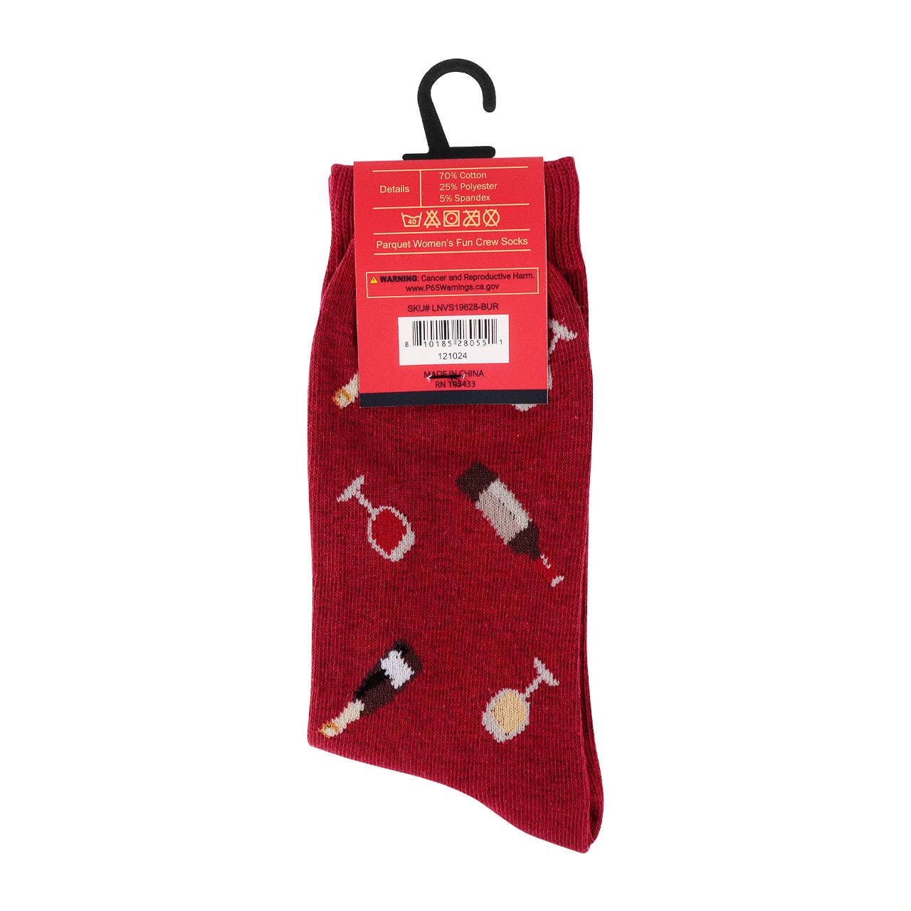 Women's Fine Wine Novelty Socks - LNVS19628-BUR