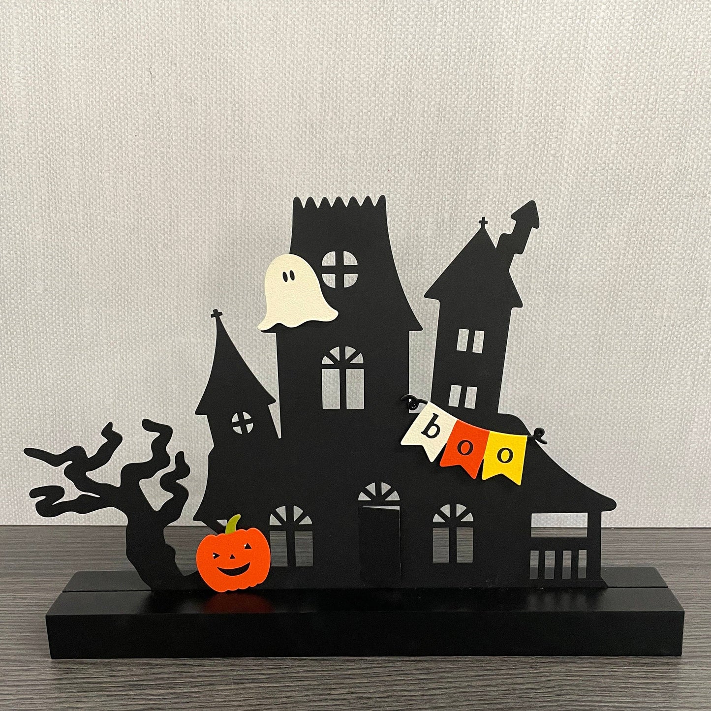 Spooky House Magnetic Decor w/ Wood Base, Halloween Decor