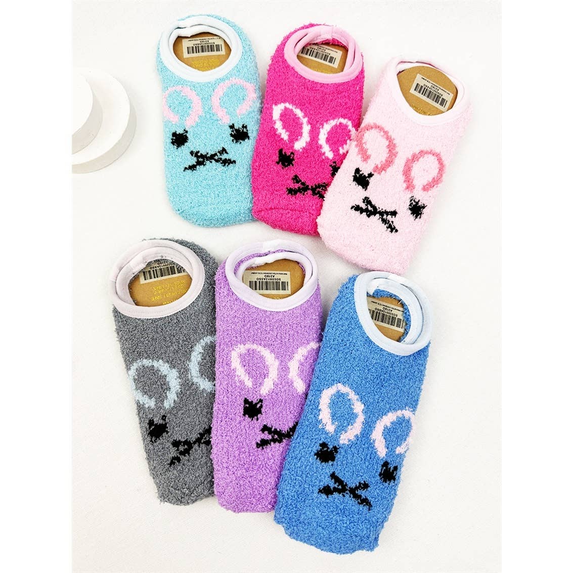 Bunny Printed Soft Fuzzy Slip On Socks