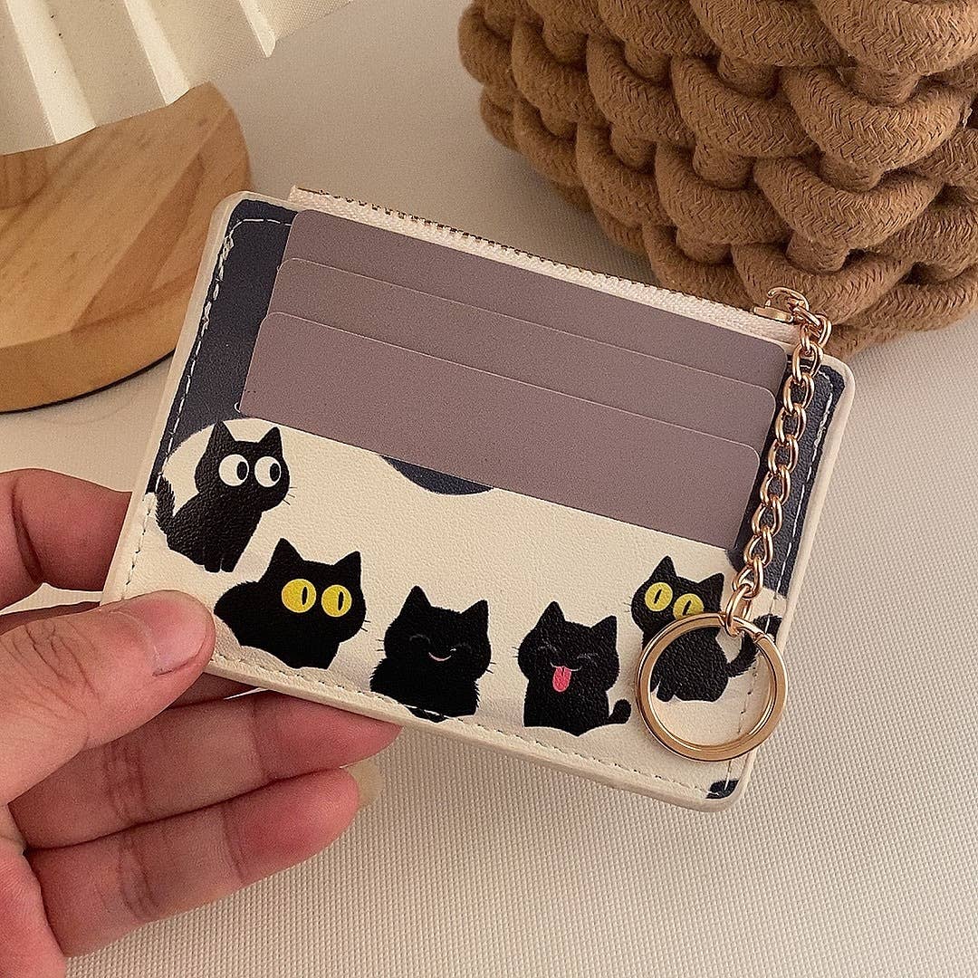 Cute Cat Card Holder Keychain Coin Purse
