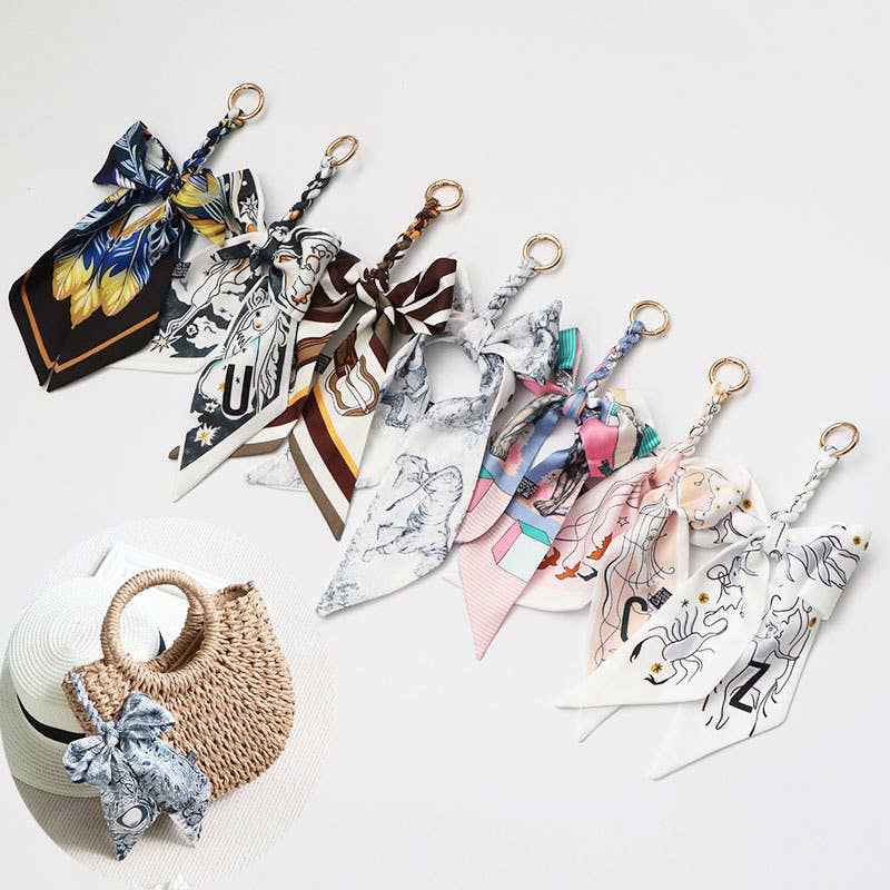 Bow scarf bag charm handmade woven versatile