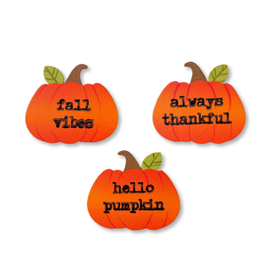 Fall Sentiment Pumpkin Magnets S/3, Cozy Fall Decor