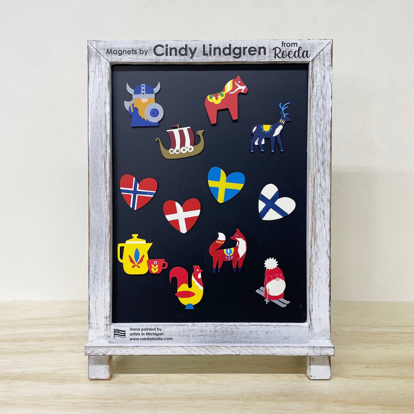 Skiing Gnome Magnet, Single, Scandinavian Artwork