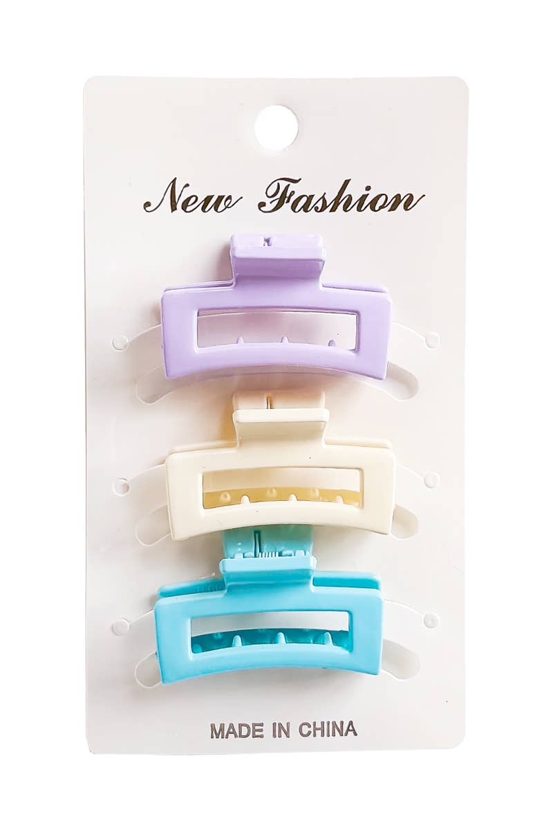 Mini Block Glossy Pastel Hair Claw - 3 pcs/pack