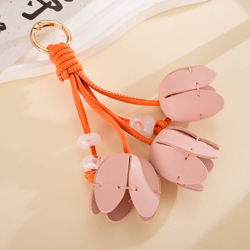 Dopamine Woven Pu Tulip Bud Keychain