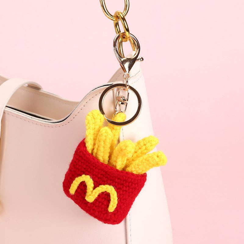Food-Themed Crochet Keychain Accessories Handmade from Milk Cotton Yarn