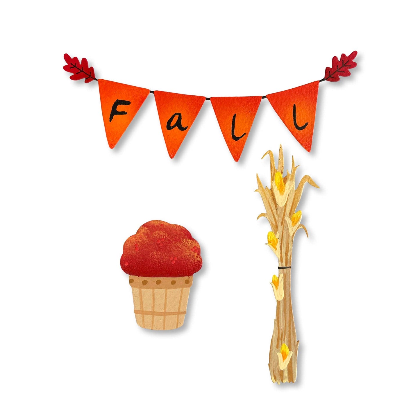 Fall Front Porch Magnets S/3, Mini Fall Decor