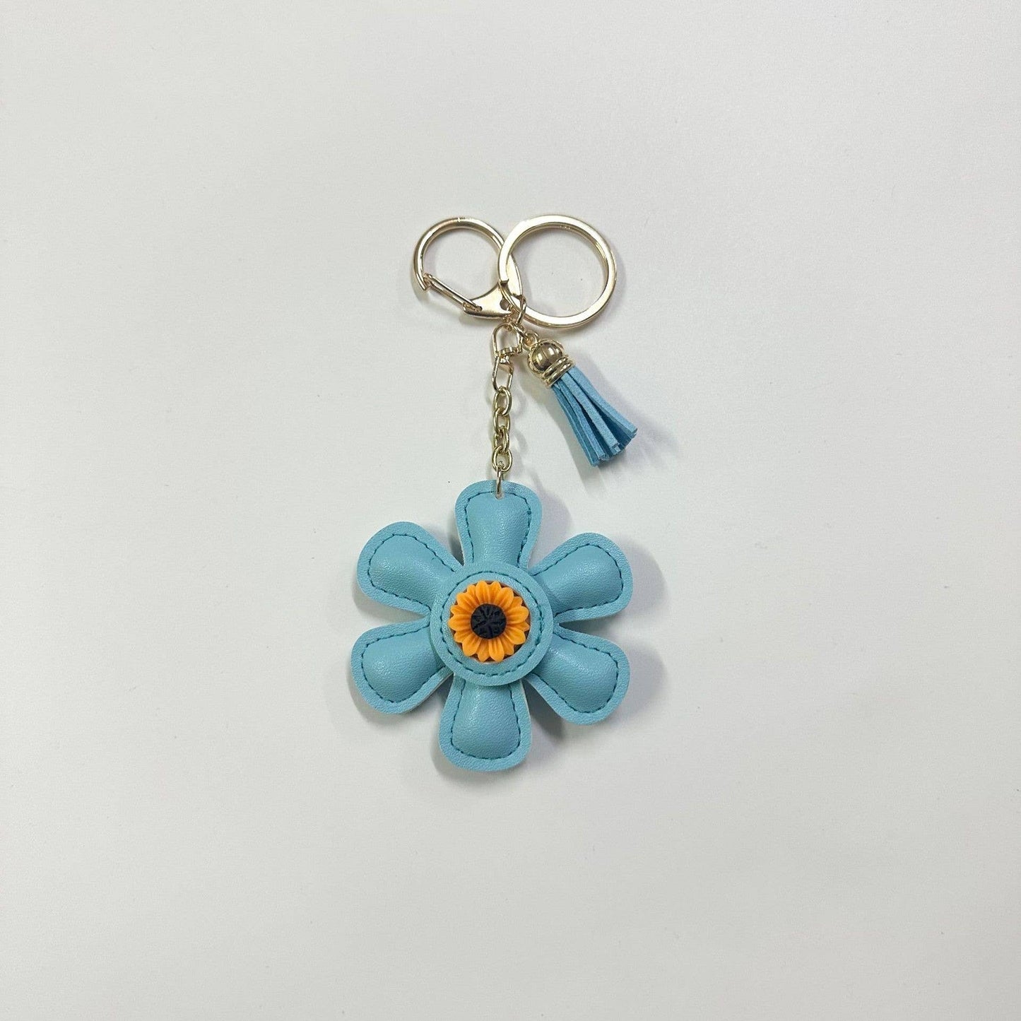 Cute Sunflower Leather Bag Charm Keychain