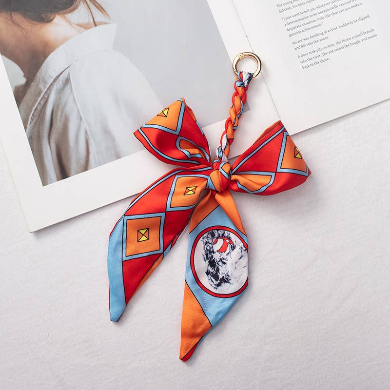 Bow scarf bag charm handmade woven versatile
