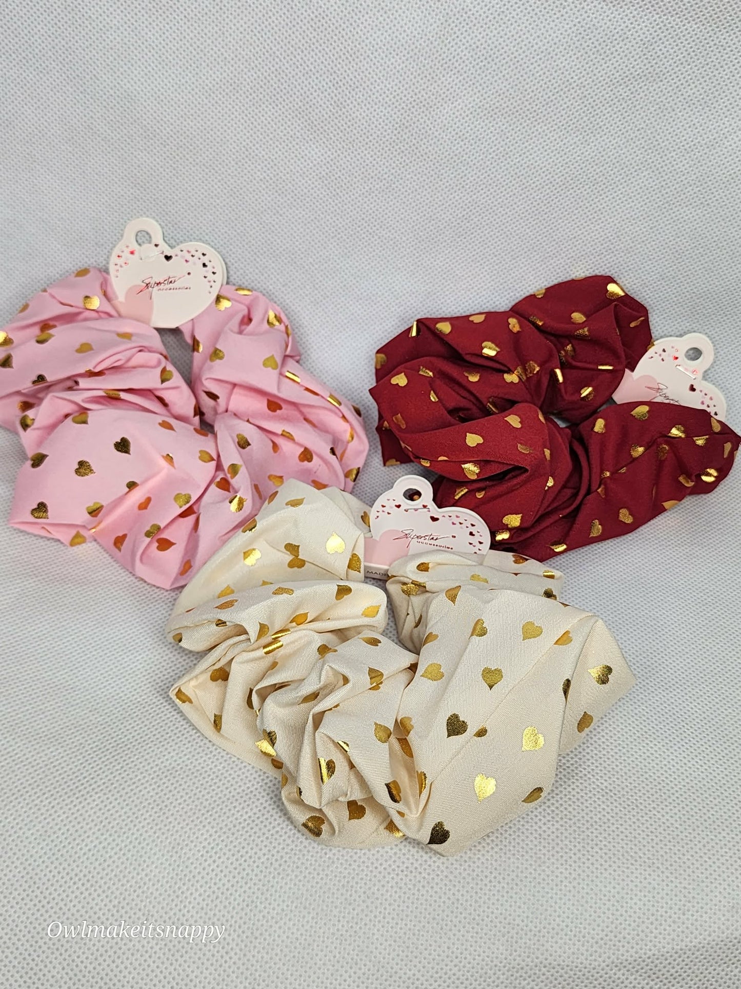 Gold Foiled Heart Scrunchie