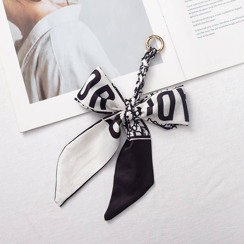 Bow scarf bag charm handmade woven versatile
