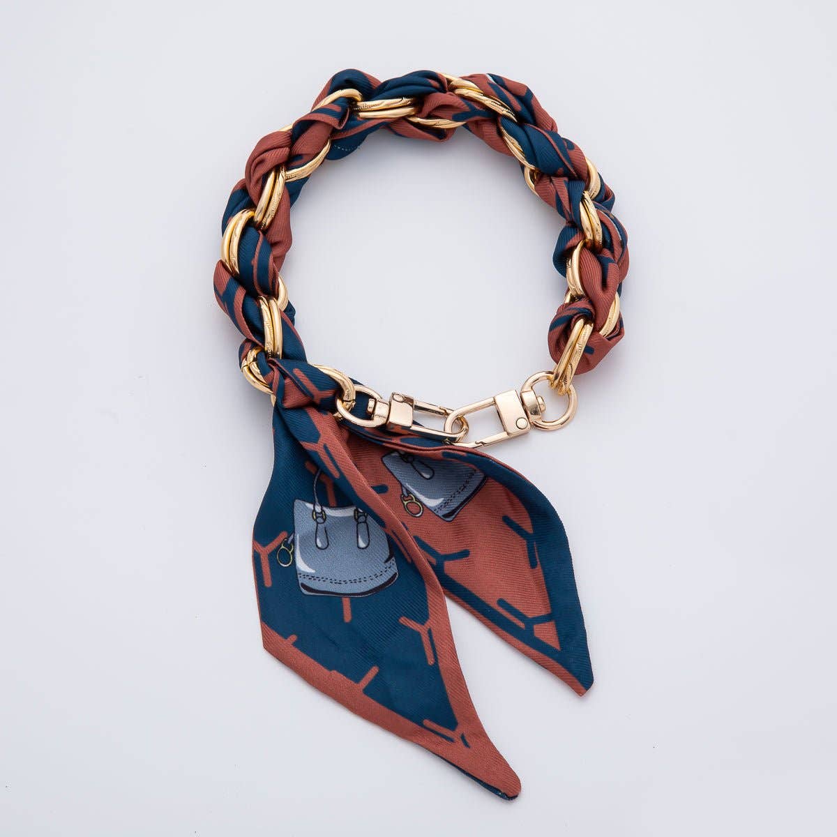 18K Gold Filled Silk Textile Knot Bag Charm Bracelet Keychain Accessories | WB-00156 - WB-00169