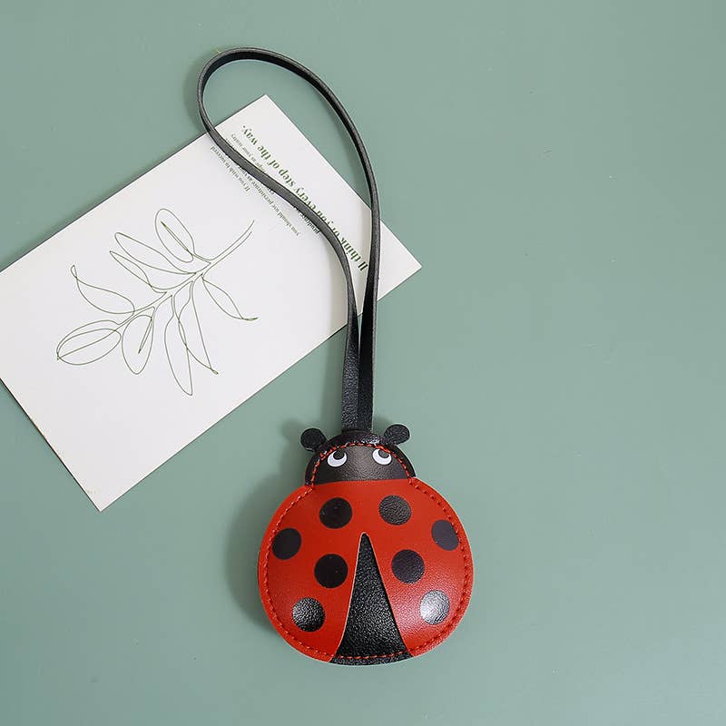Cute Ladybug Faux Leather Charm Handbag Decor Keychain