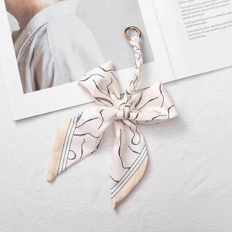 Bow scarf bag charm handmade woven versatile