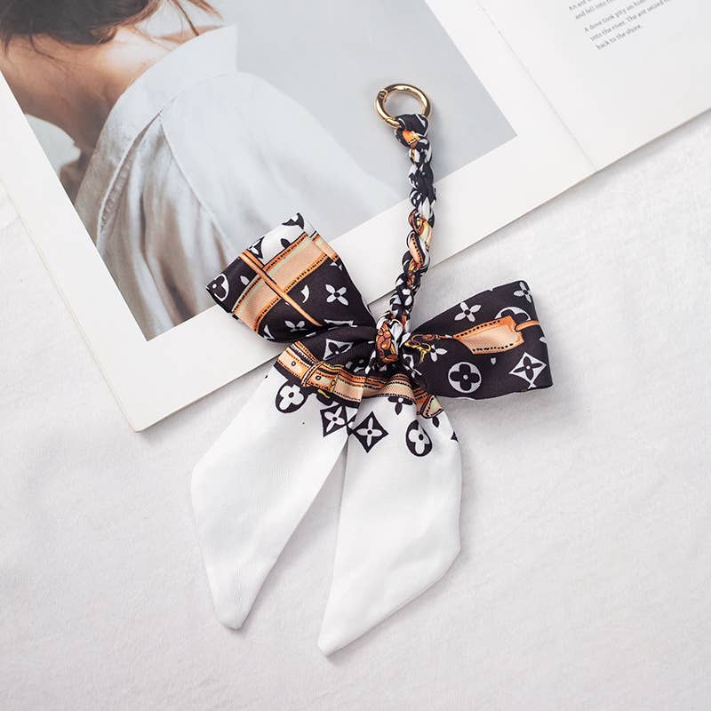 Bow scarf bag charm handmade woven versatile