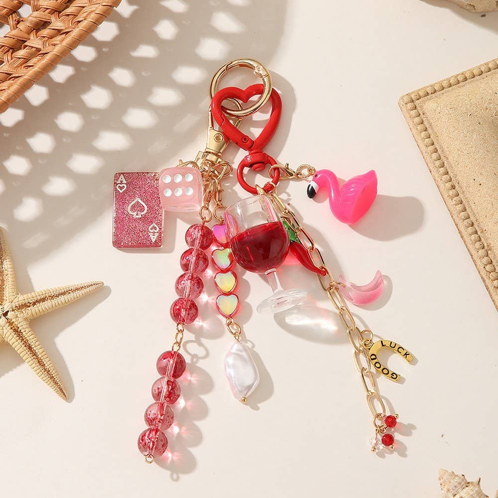 Y2K Aesthetic Beaded Multi-Charm Keychain Bag Pendant