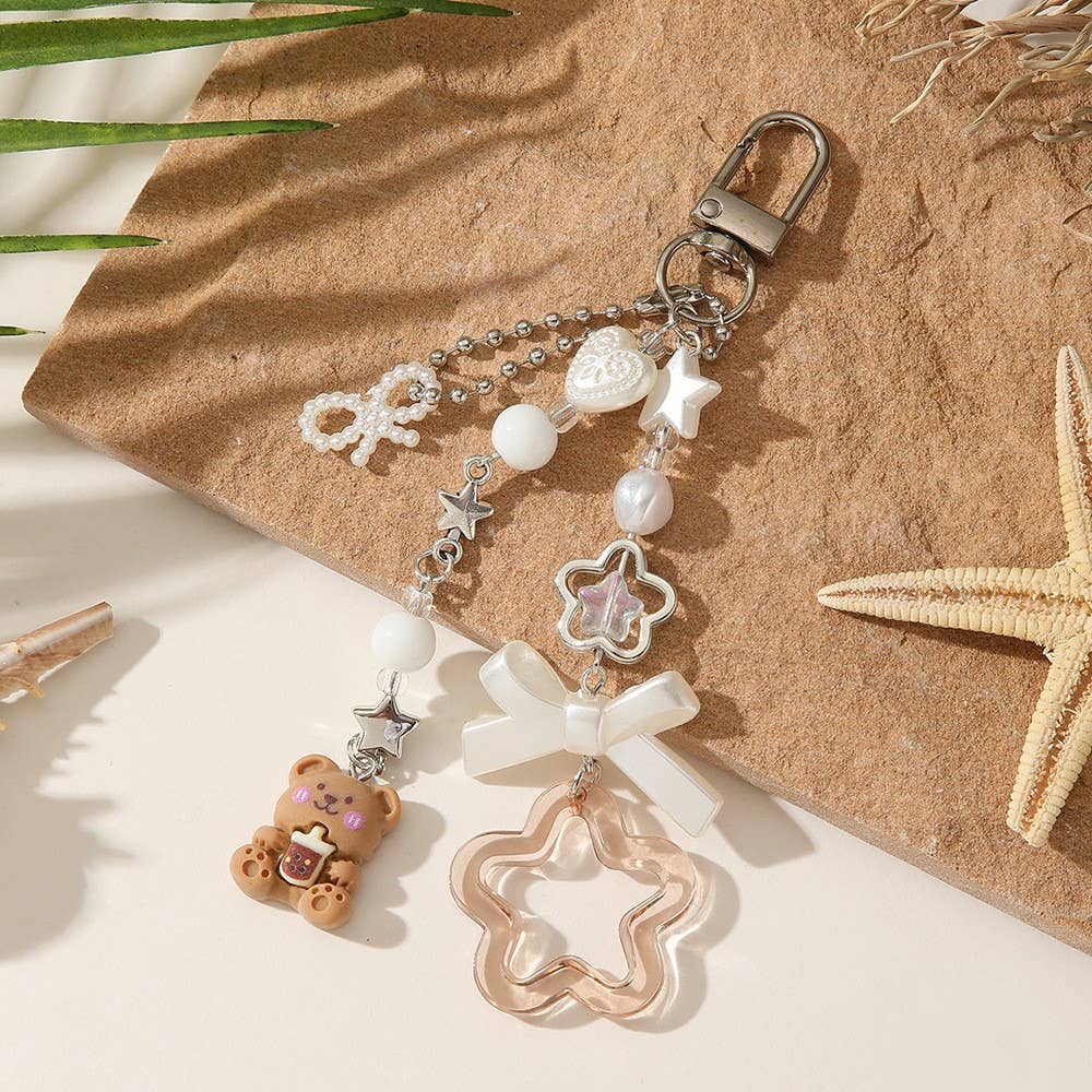 Boho Aesthetic Multi-Charm Beaded Keychain Handbag Pendant