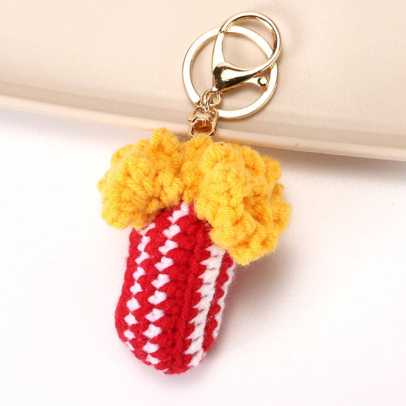 Food-Themed Crochet Keychain Accessories Handmade from Milk Cotton Yarn