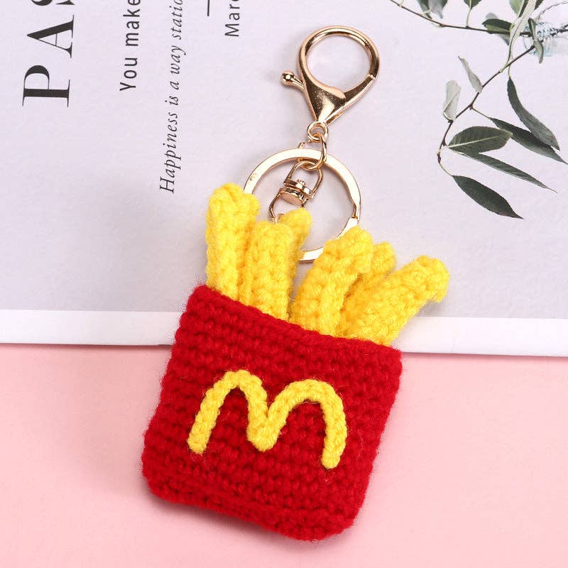 Food-Themed Crochet Keychain Accessories Handmade from Milk Cotton Yarn